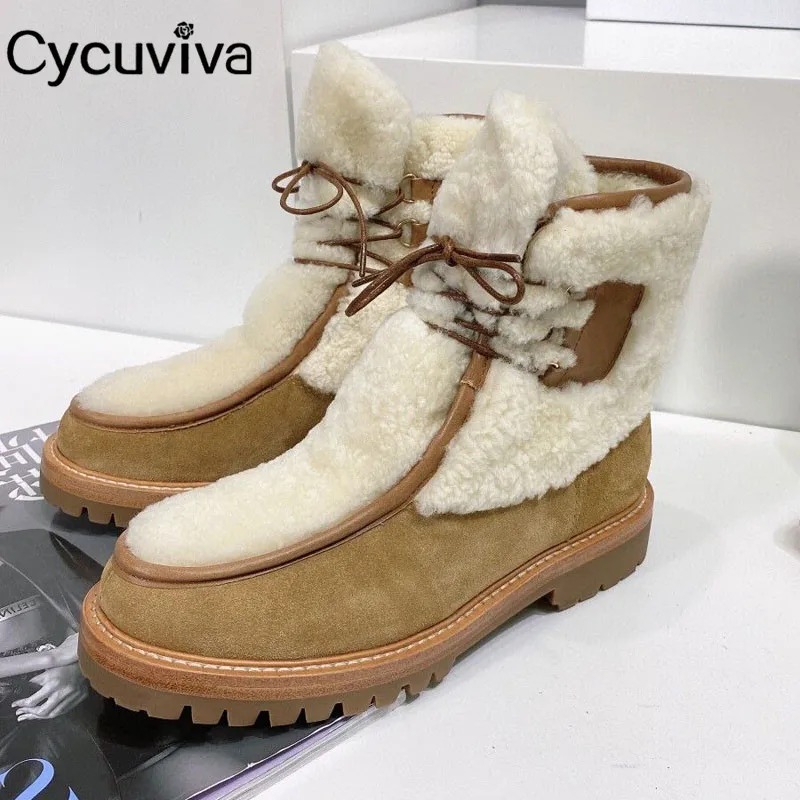 

Женские зимние сапоги Cycuviva из натуральной замши, с мехом, на низком каблуке