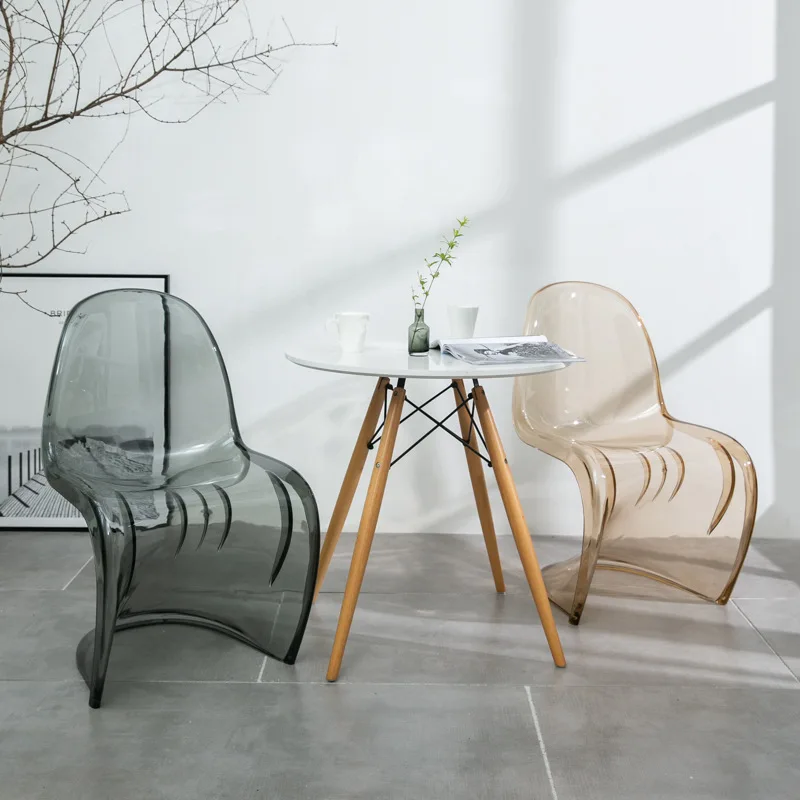 

4PCS Nordic Creative Acrylic Household Plastic Dining Chair Ghost Chair Comfortable Sitting Crystal Stool INS Transparent Chair