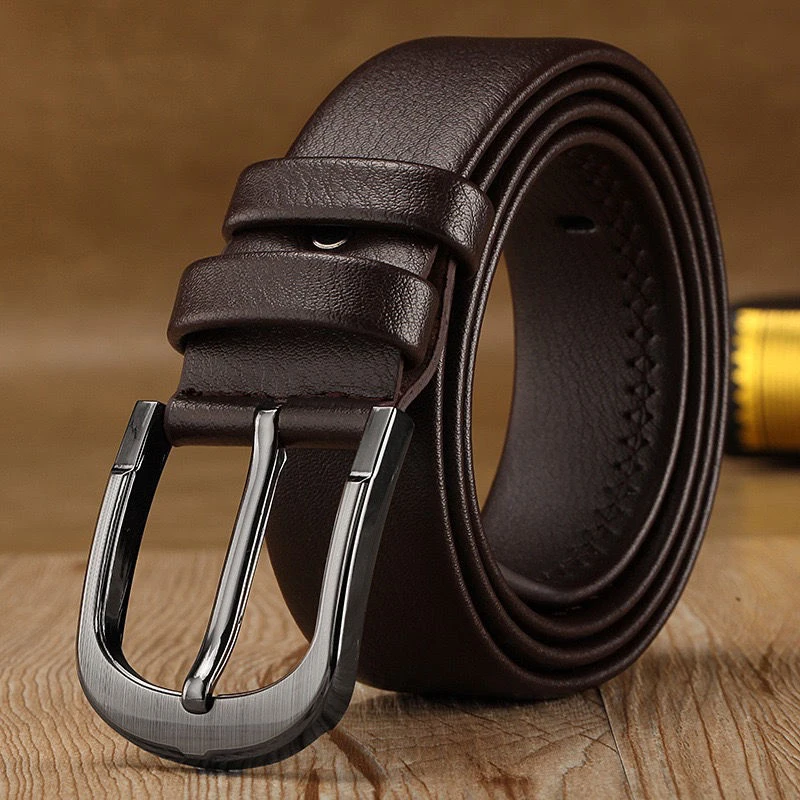 

Belt Male Pin Buckle Edging Young Middle-Aged Double Bag Belt Men's Trouser Belt Casual Business Korean Soft Leather Belt Brown