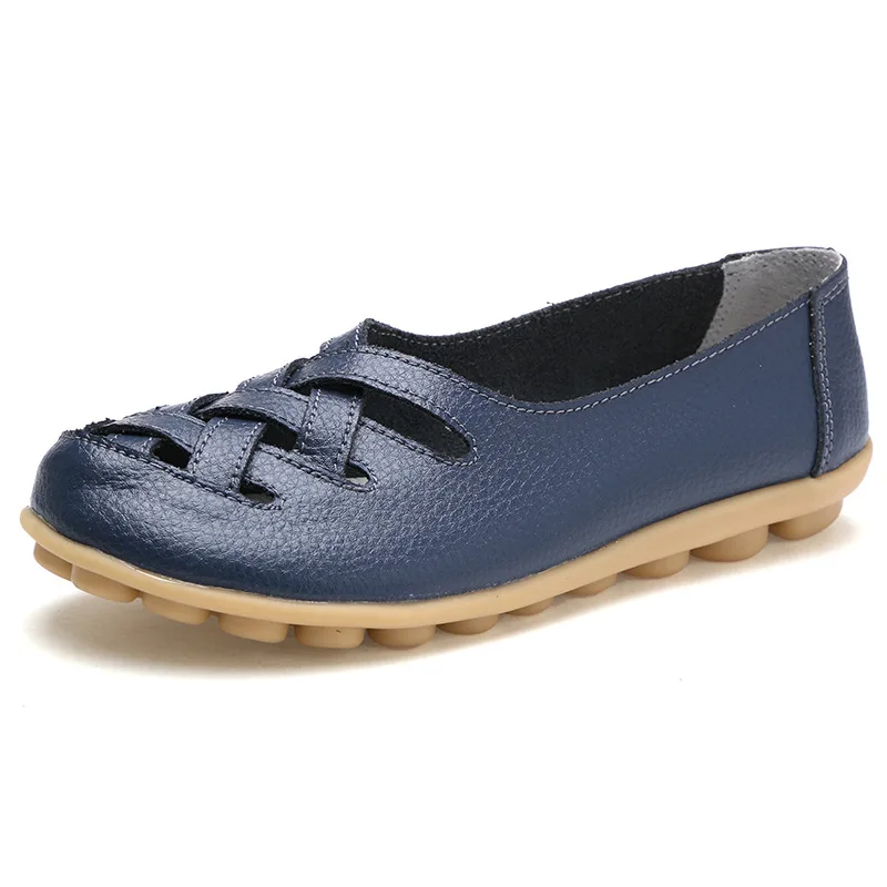 

Men Casual Shoes Luxury Brand Summer Genuine Leather Mens Loafers Moccasins Hollow Out Breathable Slip on Driving Shoes
