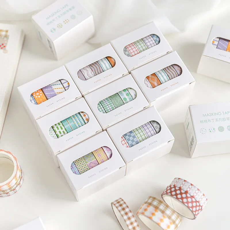 

5pcs/set Fresh Material Decoration Stickers Basic Decoration Washi Tape Set DIY Scrapbook Sticker Kawaii Masking Tape School
