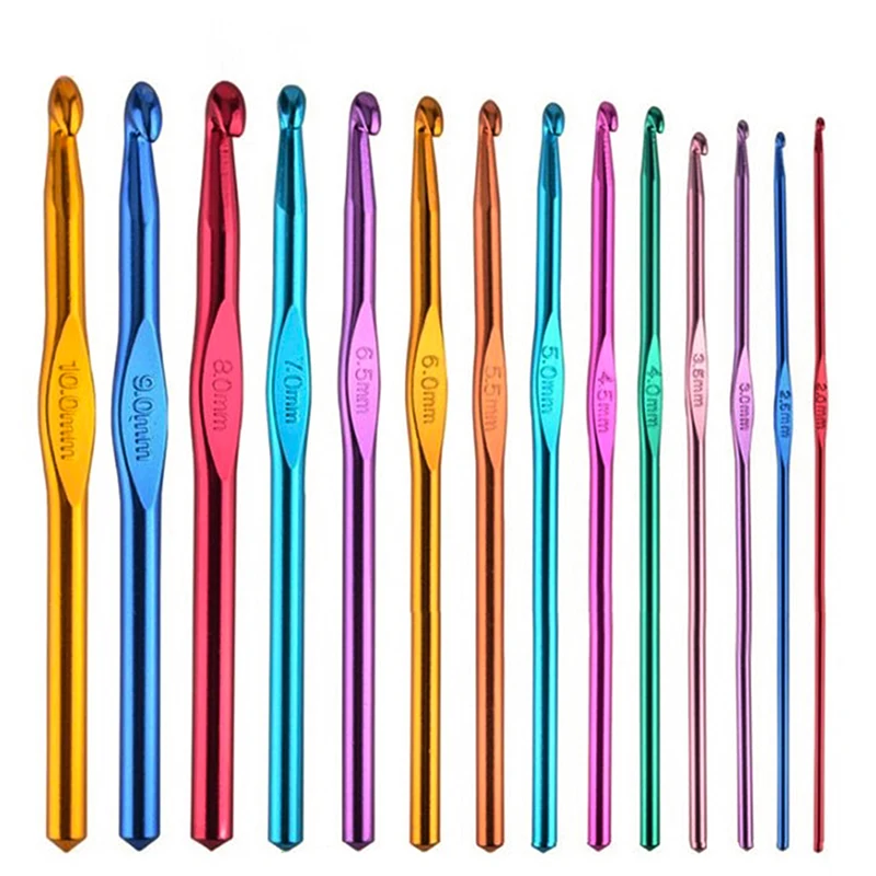 

LMDZ 14 Sizes Crochet Hooks, Multicolor Aluminum Crochet Hooks Needles, Yarn Knitting Sewing Hooks 2mm/0.07 inch -10mm/0.39 inch