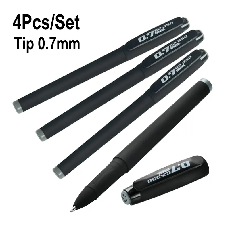 

4Pcs/Set 0.7mm Bullet Tip Office Business Matte Signature Pen Writing Stationery Handle School Student Black Ink Exam Gel Pen