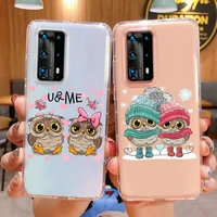 punqzy cute owl cartoon couple love boy girl gift phone case for samsung galaxy s21 a72 s10 s9 a52a50 a70 a51 a71 soft tpu cover