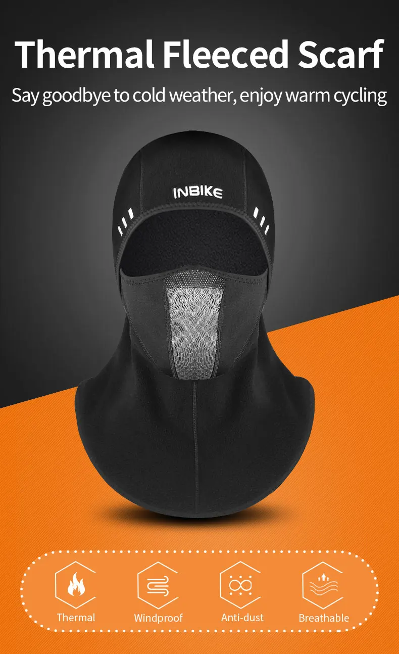 INBIKE, зимняя велосипедная маска для лица, лыжная шапка, велосипедная маска для лица, теплый флисовый шарф, Мужская полумаска для лица, щит сноуборд, шапка, велосипедный головной убор