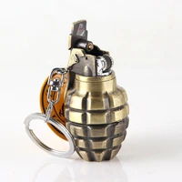 grenade shape gas lighter inflatable fashion cigarette metal lighters windproof smoking grinding wheel lighter outdoor tools