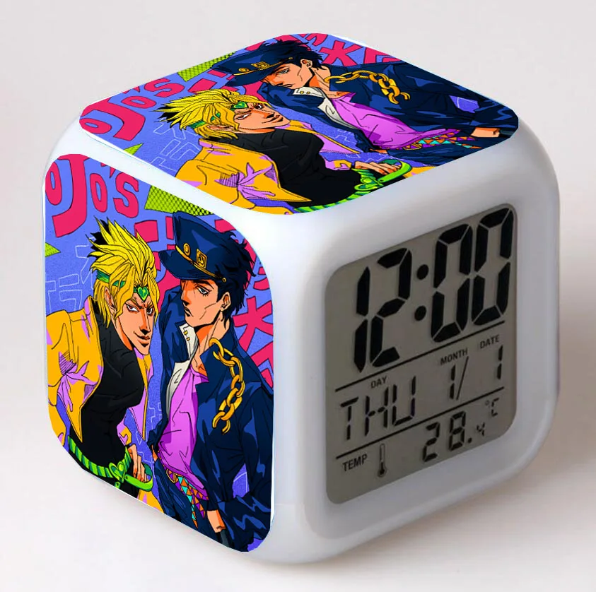 

JoJo's Bizarre Adventure anime Cartoon LED 7 Color Flash Digital Alarm Clocks Kids Night Light Bedroom Desk Clock despertador