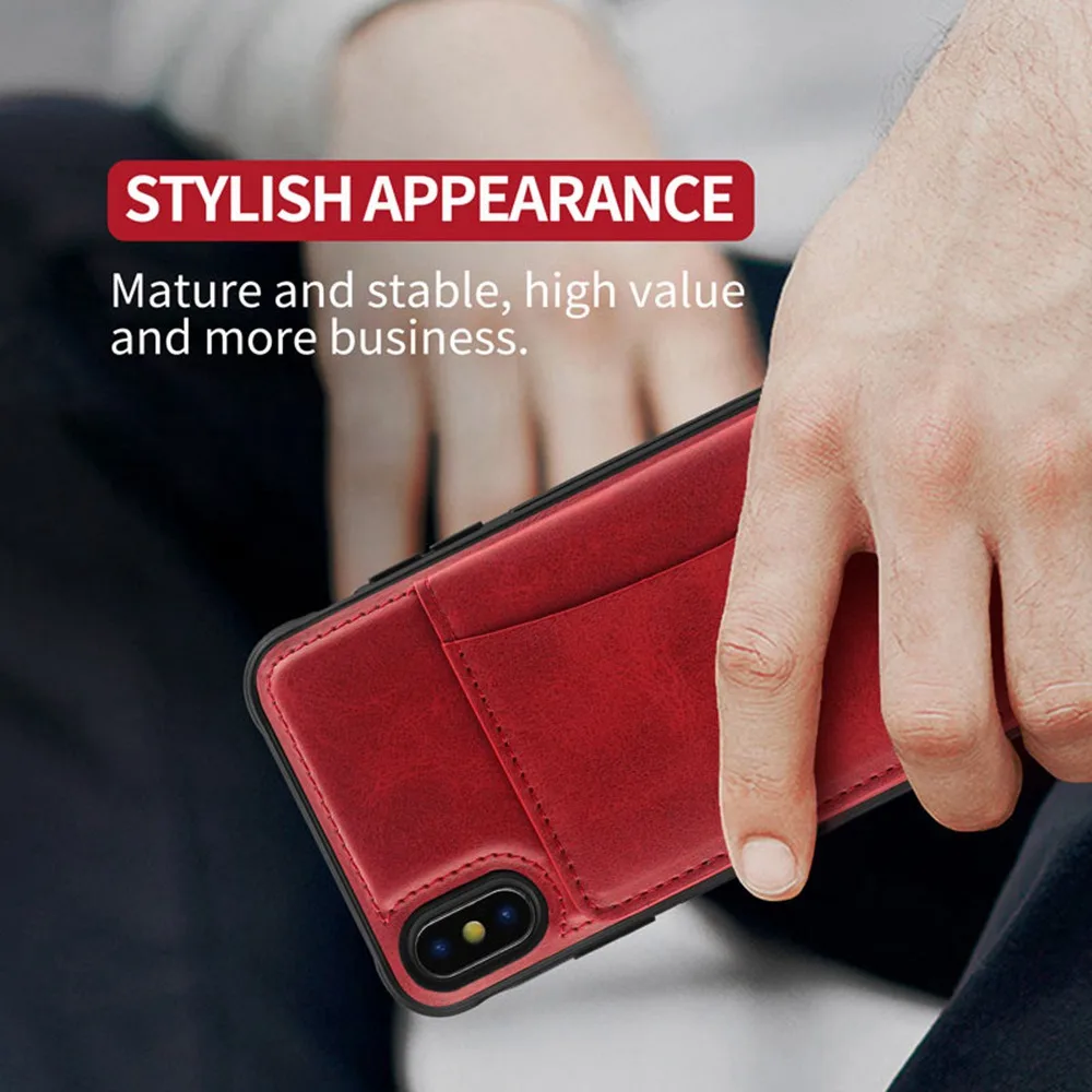 KISSCASE Business Phone Case For iPhone 6 6S 7 8 Plus X XR Card Slot Holder Cover XS MAX Leather |
