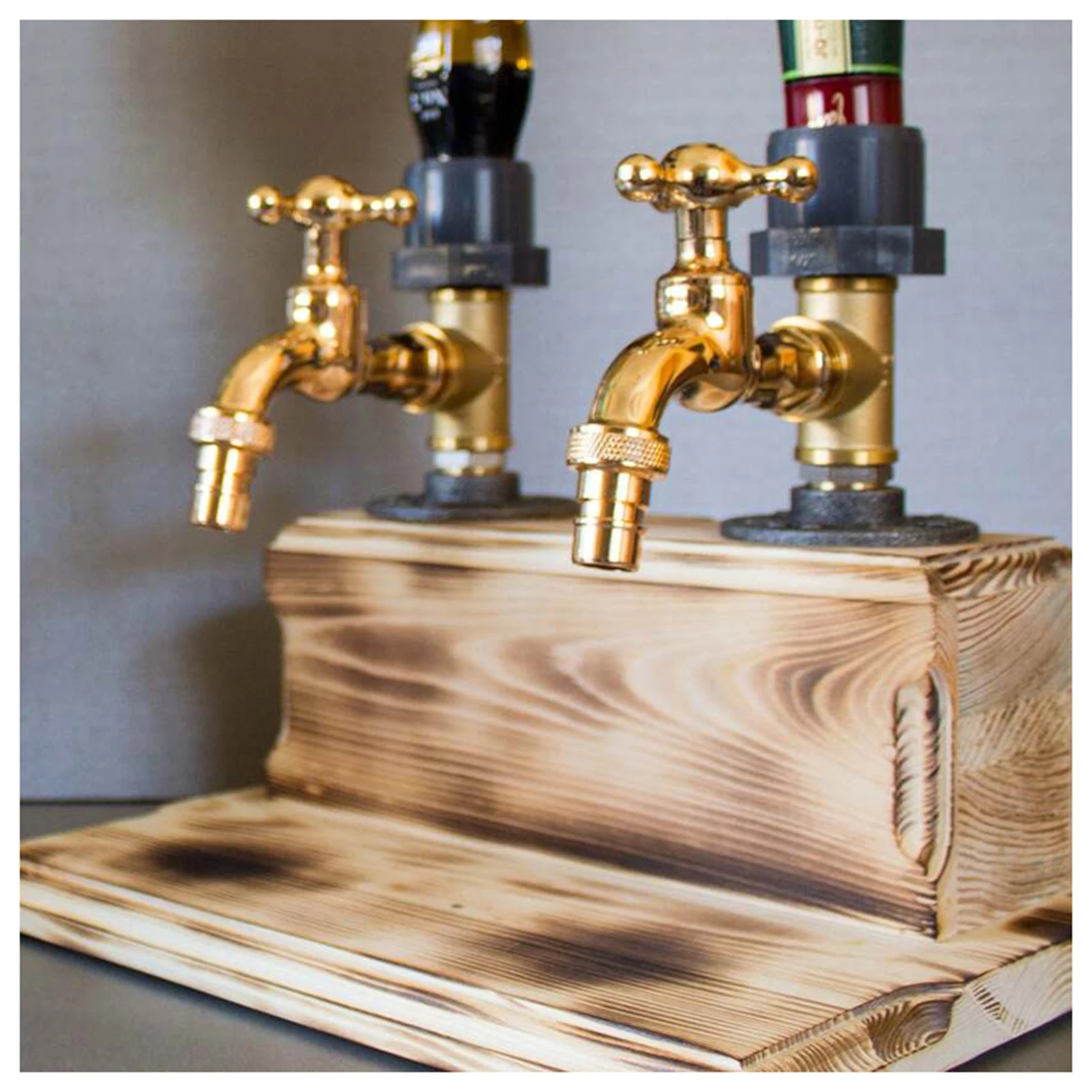 

Father's Day Liquor Alcohol Whiskey Wood Dispenser Faucet Shape for Party Dinners Bars and Beverage Stations