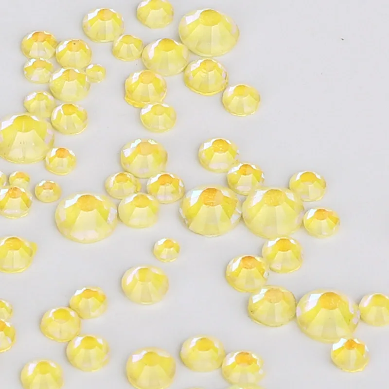 

Mix Size Mocha Yellow Glass FlatBack Rhinestones SS6-SS20 Non Hotfix Luminous Glass Rhinestone Mocha Nail Art Stones Decorations