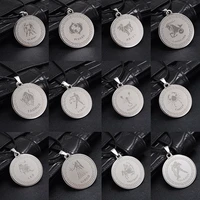 round 12 constellation necklace pattern pendant men stainless steel fashion casual sweater chain male simple jewelry