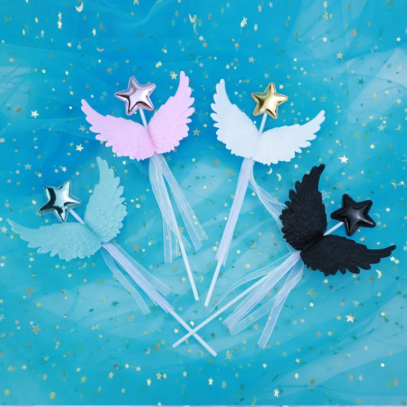 

Creative Angel Wings Cake Topper Birthday Party Baby Shower Wedding Bride Cake Dessert Decoration Baking Supplies