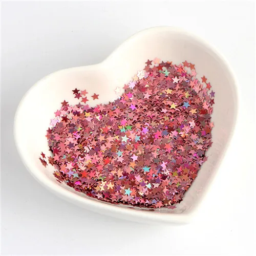 laser dark pink Экологичный ПЭТ 3 мм ультратонкая звезда блестка для ногтей Смешанная голографическая Лазерная Серебряная блестящая пайетки для рукоделия украшения ногтей 8 г - Цвет: laser dark pink