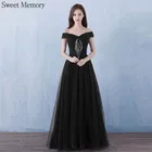 U10338 вырез лодочкой черные розовые темно-синие ярко-синие вечерние платья женские длинные фатиновые платья свадебное платье для гостей платье на шнуровке