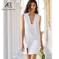 ael white tank dress women summer mini dress loose 2020 fashion sleeveless casual dresses wrap simple dress mini