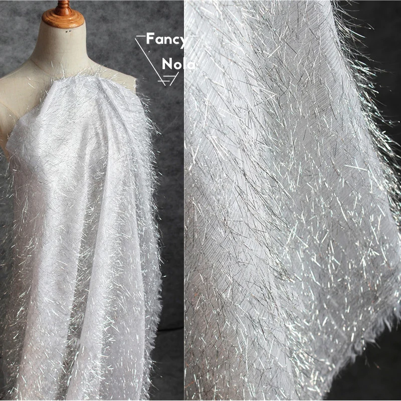 Серебристая блестящая Марля с объемным изображением Ежика модная дизайнерская