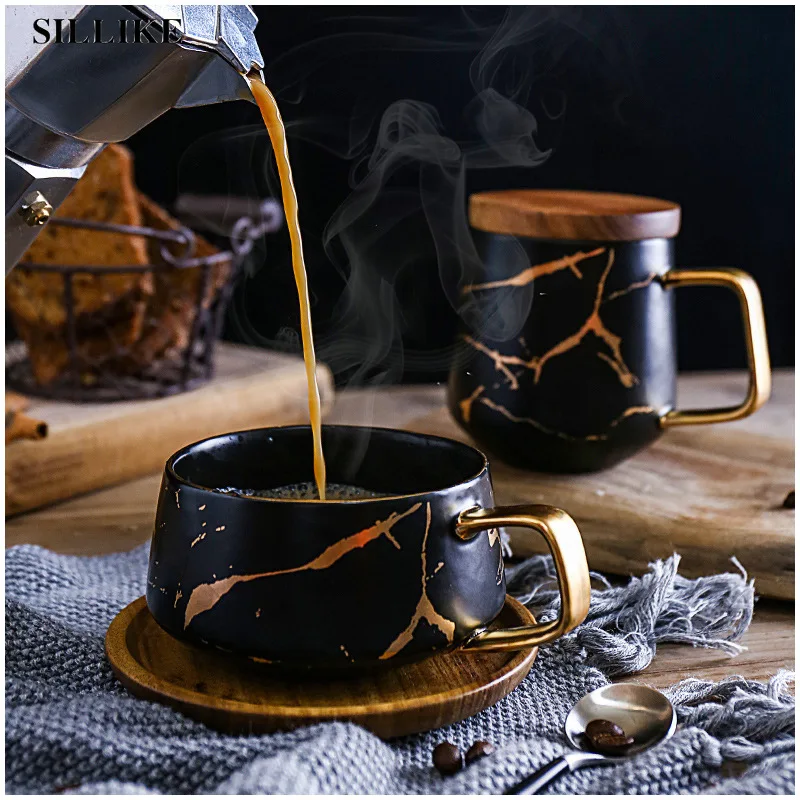 

Coffee Cup With Lid Keep Hot Luxury Ceramic Marble Wedding Bridal Couples Lover's Gifts Mug Porcelain Milk Tea Breakfast