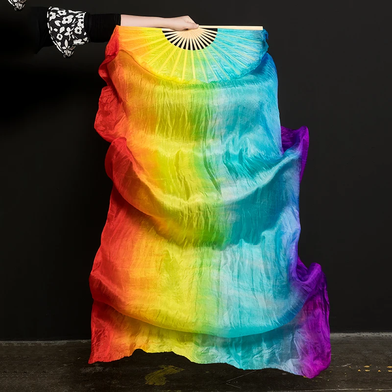 as picture New 4 Colors Gradient Belly Dance Silk Veil Kids Women Silk Dance Scarves Shawls Wraps 120cm 180cm Wholesale - Цвет: as picture