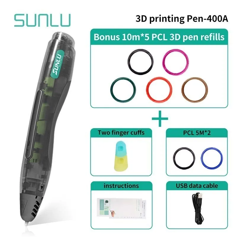 

SUNLU 3D Drawing Pen PCL 3D Pen SL-400A 3D Scibble Pen For Creation Low Temperature Prevent Burns New Box Set Fast Delivery