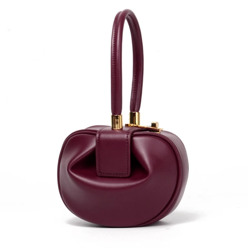 Women Fashion Split Leather Clutch Handbags Evening Wrist Bags Top Handle Bag