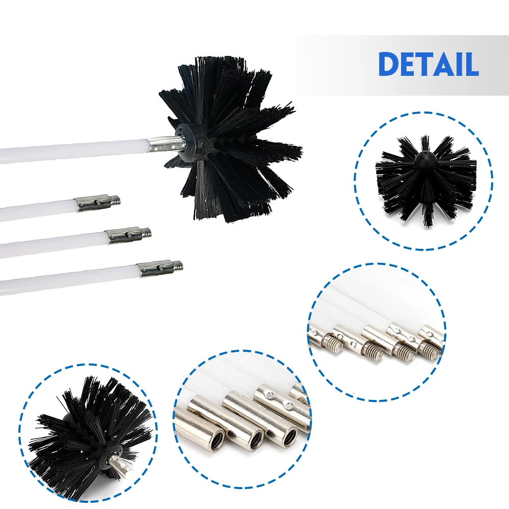 

12PCS Long Handle Chimny Kettle Kitchen Cleaning Tools Nylon Brush With House Cleaner Rotary Fireplace Inner Wall Cleaning Bursh
