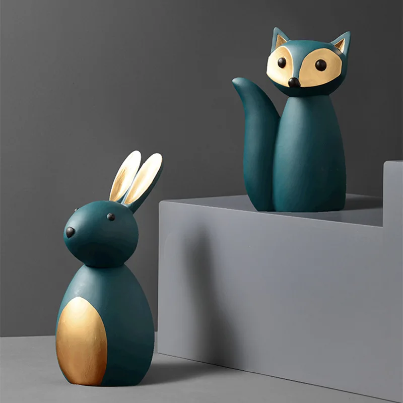 Nordic Creative Animal Rabbit Decoration Resin Crafts Living room Sample TV cabinet Desktop Home Accessories Sculpture Gift | Дом и сад