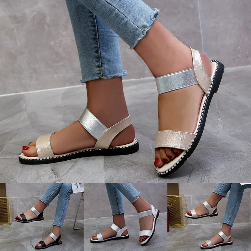 Женские босоножки Летняя женская обувь на плоской подошве Шлепанцы платформе