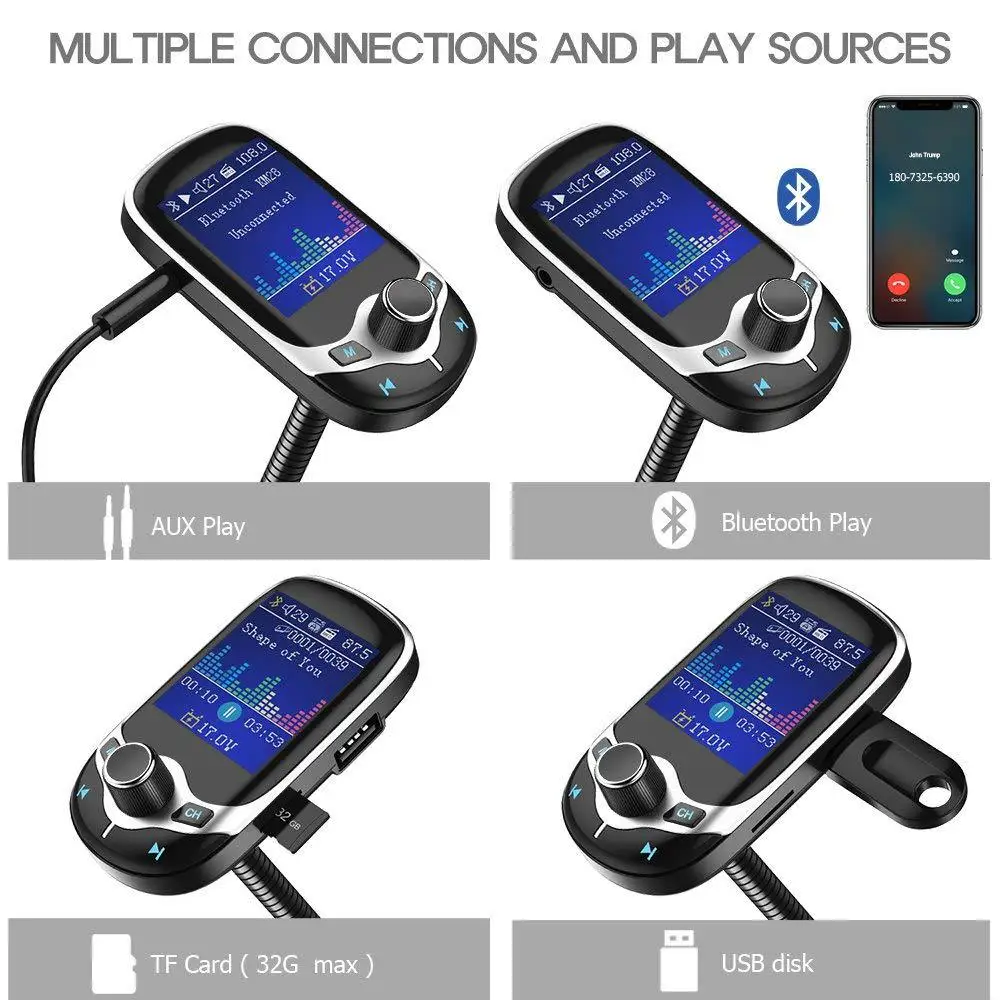 Автомобильный MP3 музыкальный плеер JINSERTA 2021 Bluetooth 5 0 приемник FM передатчик USB QC3.0