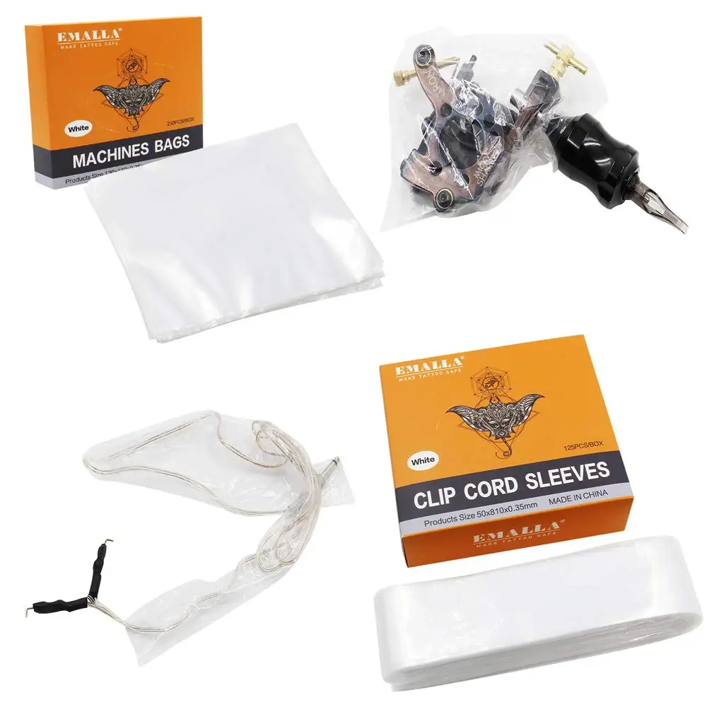 125 шт. татуировки Клип шнур рукава и 250 машина сумки набор Чехлы аксессуаров |