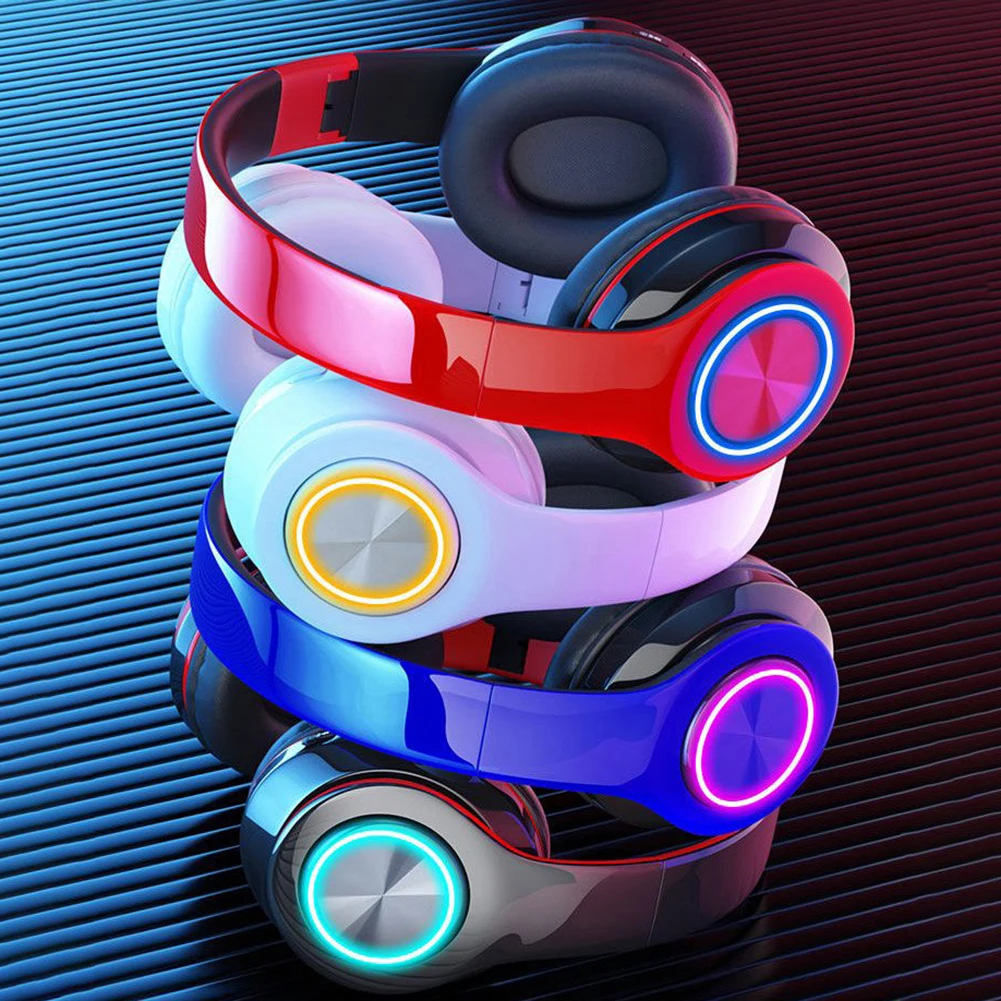 

New Hot Professional Portable Bluetooth Gaming Headset Foldable Luminous Hi-Fi Stereo Earphones with Mic ForPC Laptop Phone