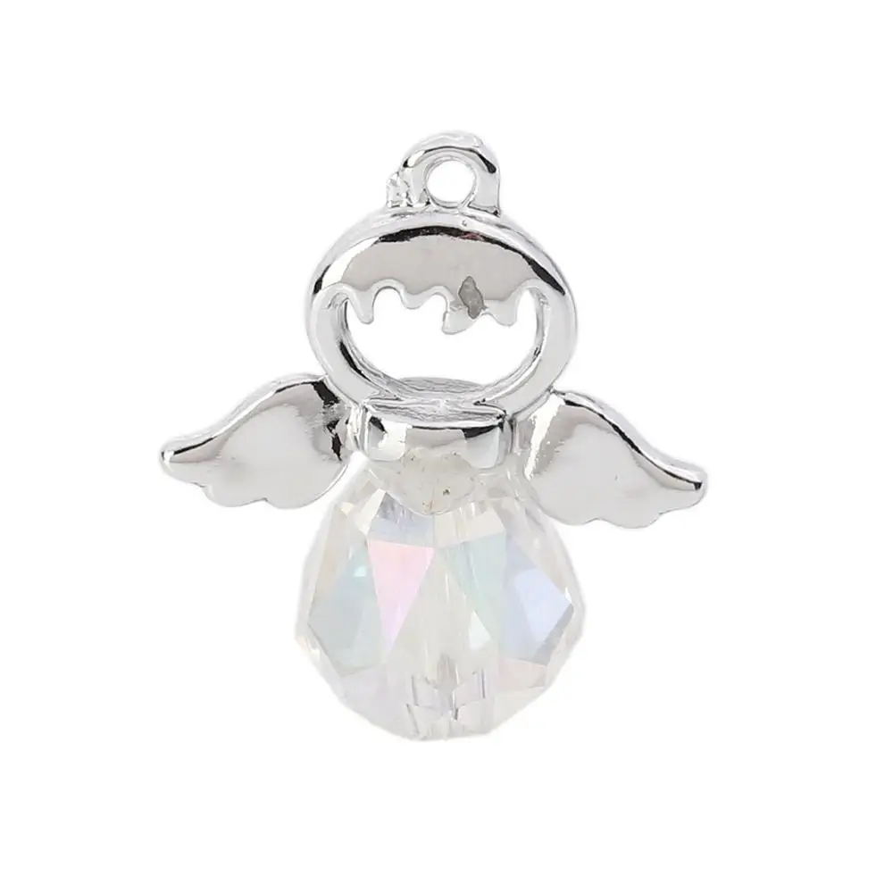 DoreenBeads сплав на основе цинка и стекло подвески АНГЕЛ серебряный цвет AB цветные
