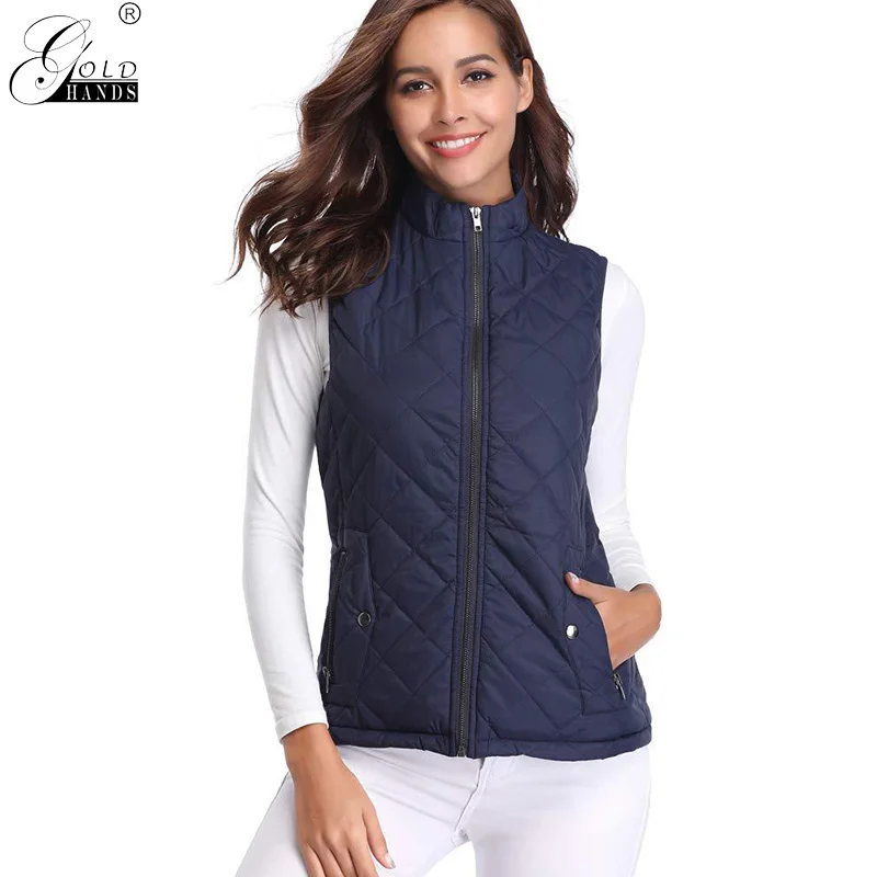 Золотые руки Уличная Повседневная Женская жилетка воротник-стойка без рукавов