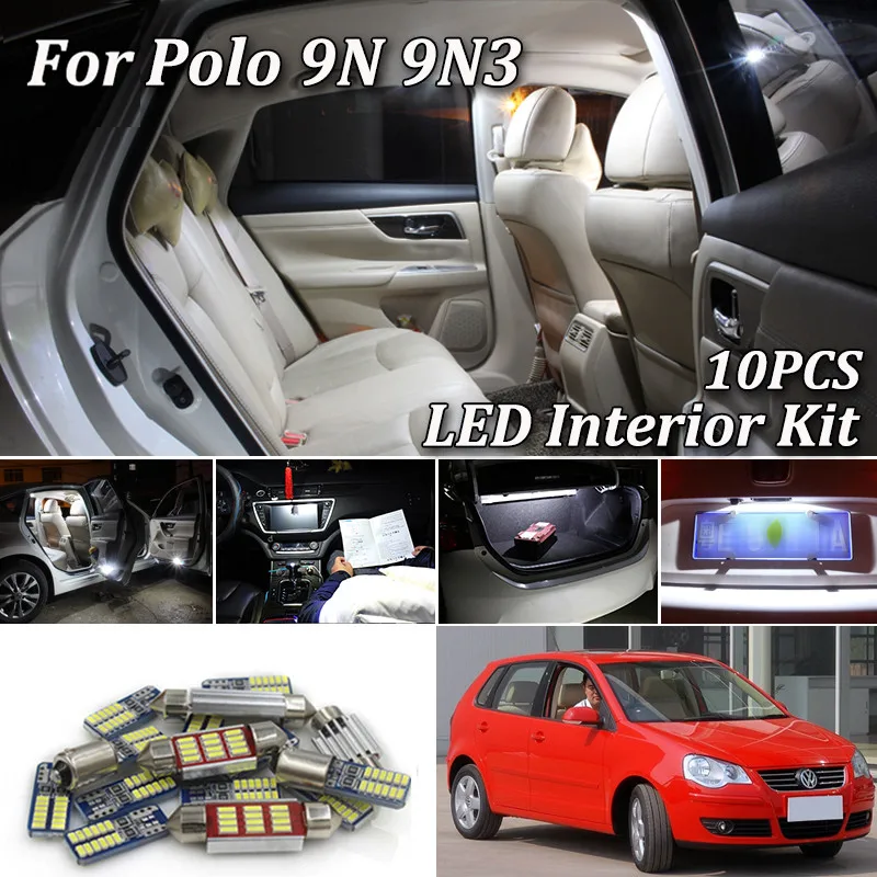 10 шт. Canbus Белая светодиодная лампа для освещения салона автомобиля комплект