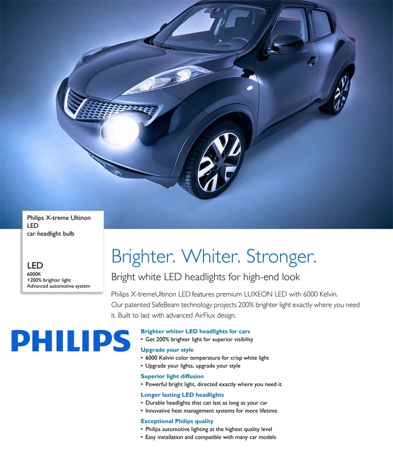 Philips 12 V H4 H7 H11 HB3 HB4 H1R2 9005 9006 9012 6000 K+ 200% более яркие фары H8 H11 H16 противотуманная фара