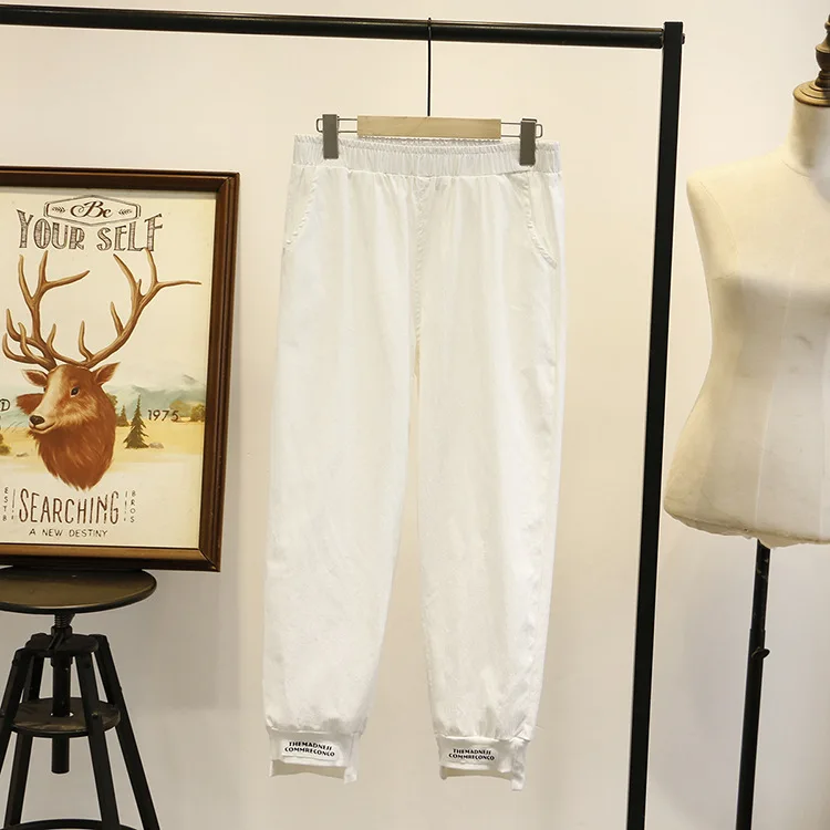 Женские шаровары в стиле преппи повседневные брюки размера плюс из хлопка и льна