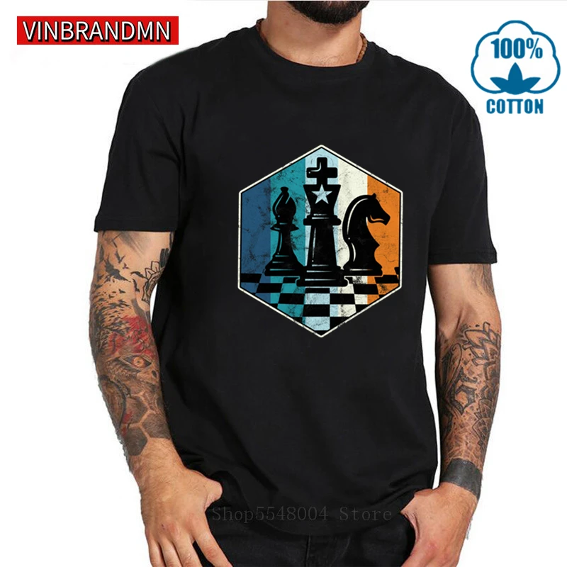 Camiseta шахматная ретро футболка Мужская винтажная для шахматных игр потертая 2020