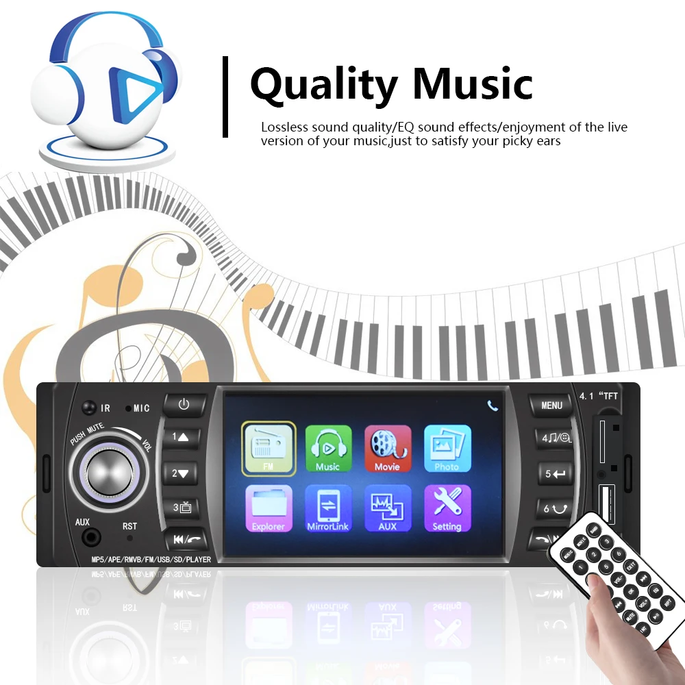 Автомагнитола AMPrime 1DIN 4 1 дюйма FM радио Bluetooth с камерой заднего вида|Автомобильные