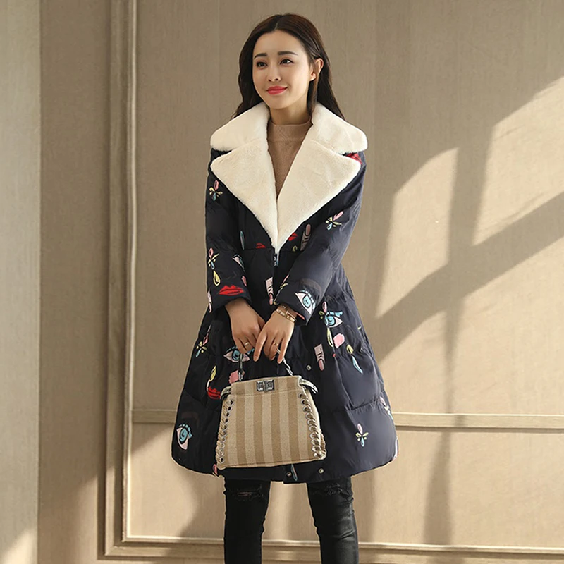 

2020 женские куртки Новая мода зимнее хлопковое пальто тонкая длинная куртка размера плюс куртка с принтом женские утепленные парки YFY1011