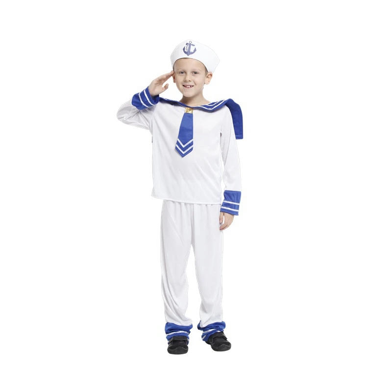 Kids Child White Navy Sailor Boy Costume Military Marine Fancy Dress Party Outfit for Boys Halloween Carnival Costumes