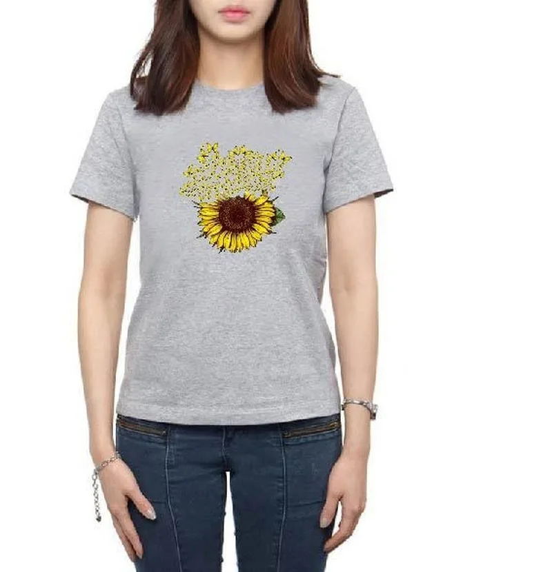 

My Sunshine Sunflower Print T Shirt Women Short Sleeve O Neck Loose Tshirt 2020 Summer Fashion Women Tee Shirt Tops Mujer