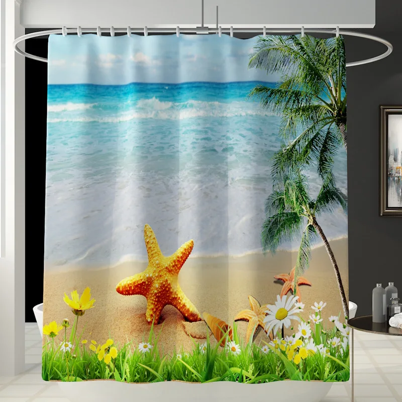 Seaview природный пейзаж Морская звезда 3D занавеска для душа s полиэстер моющаяся
