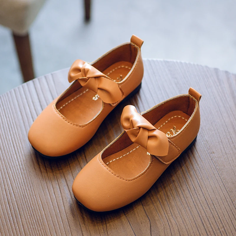 

Новинка, Весенняя кожаная обувь для девочек, нескользящая модная обувь для малышей с милым бантом и резиновой подошвой для принцессы, разме...