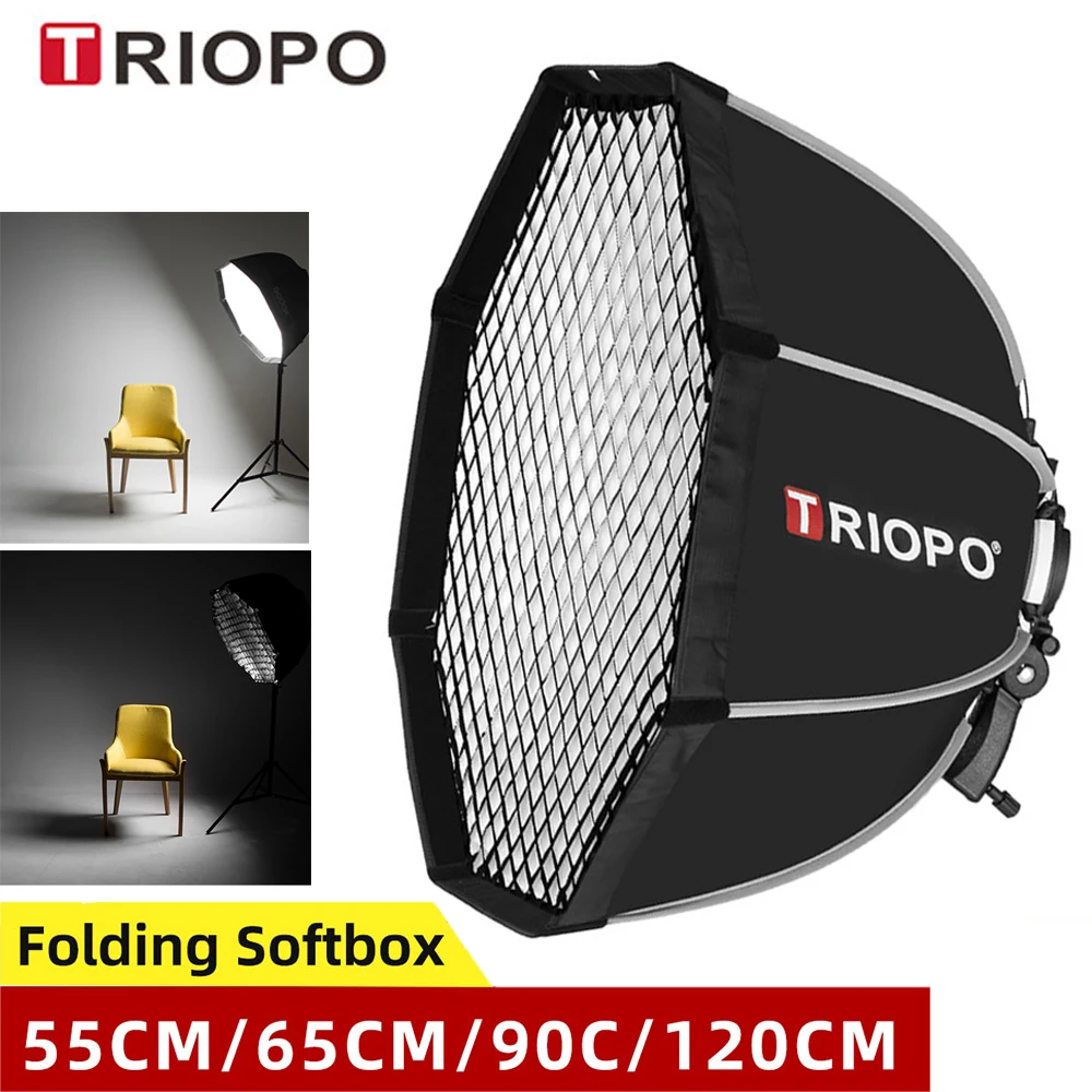 

Triopo 55cm 65cm 90cm 120cm Speedlite Portable Octagon Umbrella Softbox+Honeycomb Grid Outdoor Flash SoftBox For Godox Canon