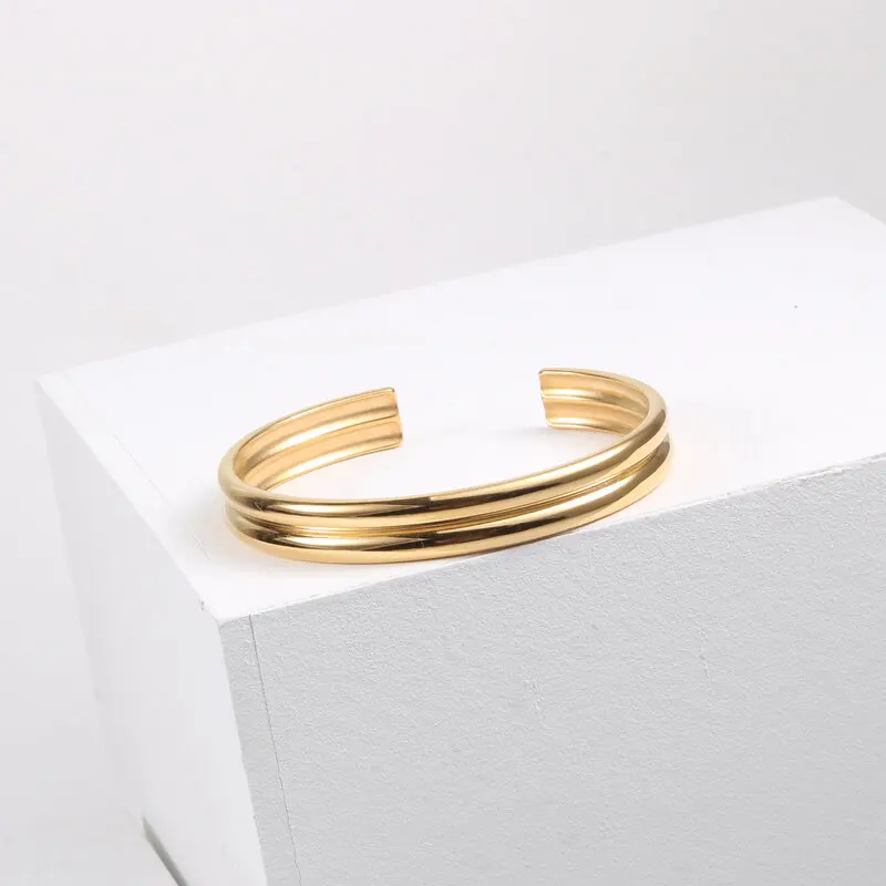Joolim High End PVD Plated Symple Double Cambered Bracelet Wholesale Drop Shipping Supplier images - 6