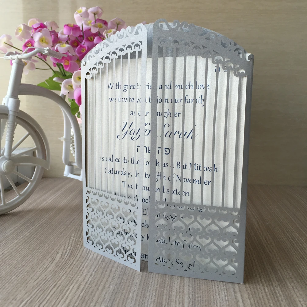

25Pcs Laser Cut Romantic Wedding Party Invitation Card Delicate Carved Door Pattern Hollow Out Wedding Invitation Card QJ-35