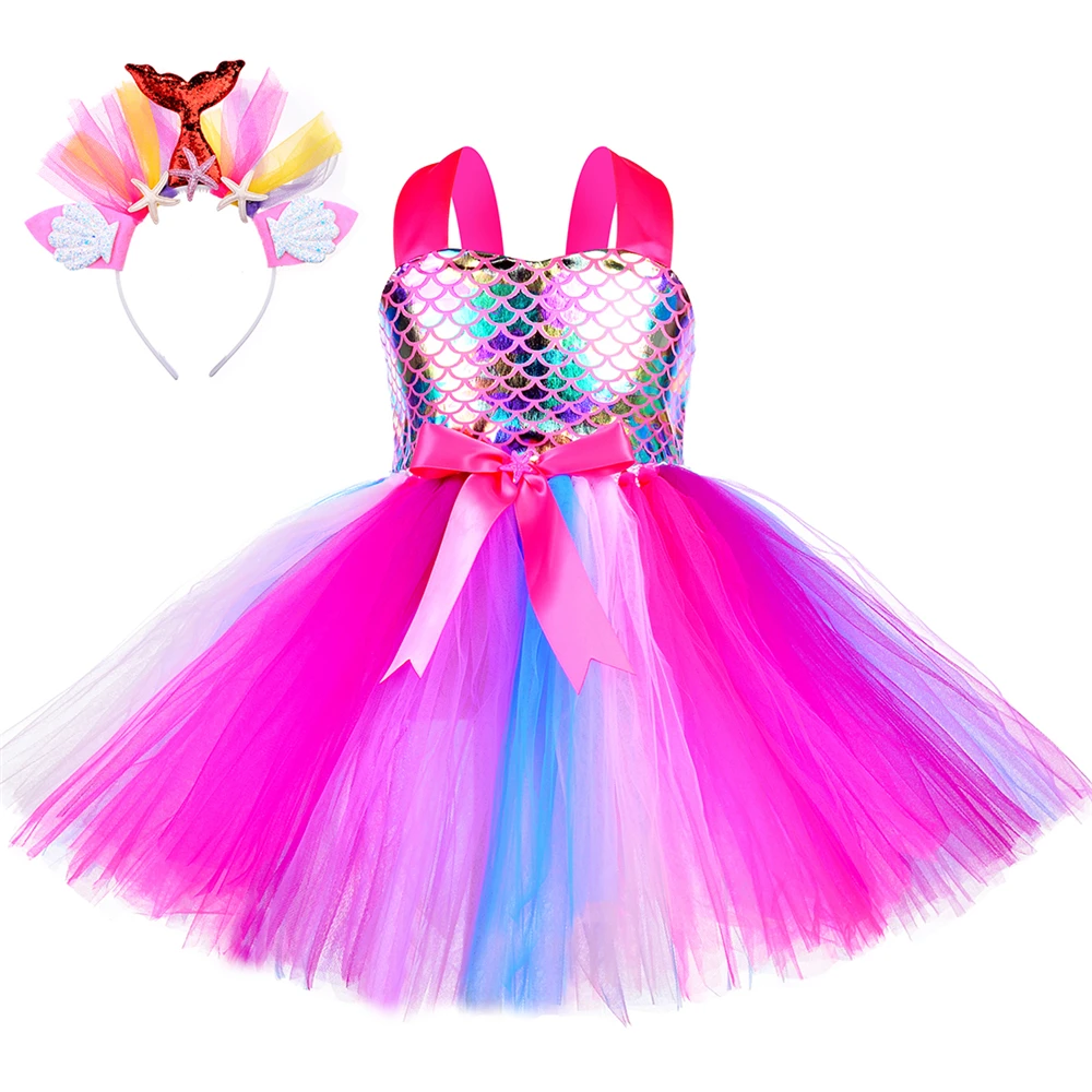 

Princess Mermaid Dress for Girls Birthday Party Clothes Kids Tutu Dresses for Girls Carnival Cosplay Mermaid Children's day