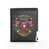 classic military marines printing mens wallet leather purse for men credit card holder short male slim money bags