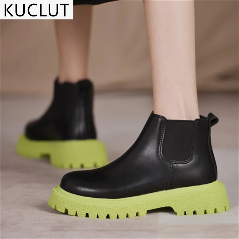 

2021 Autumn Women's Boots Fashion Jelly Bottom Comfortable Set of Feet Ankle Boots Platform Round Head Casual Women Short Boots