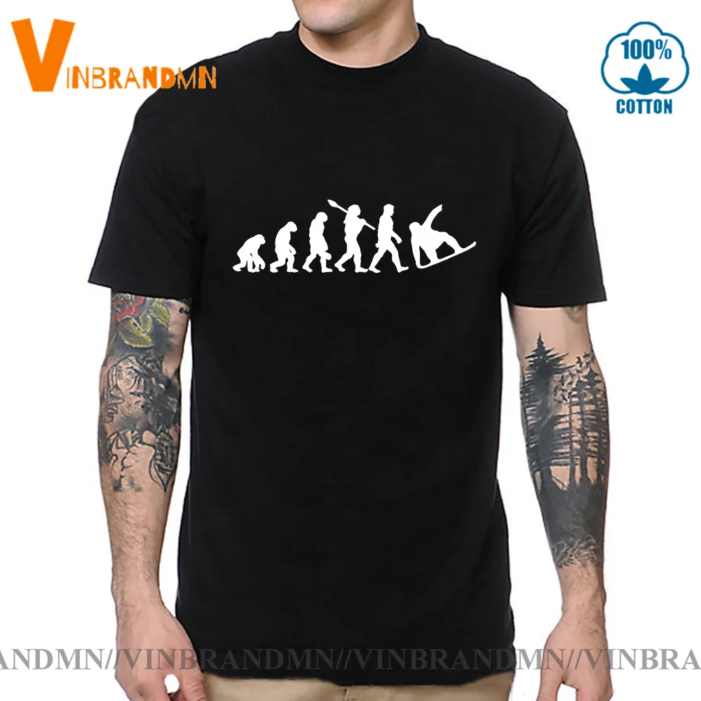T Shirt Men Winter Boarding Tshirt Snowboarding Evolution T-shirt Snowboarder Sports Jump Freestyle Clothing