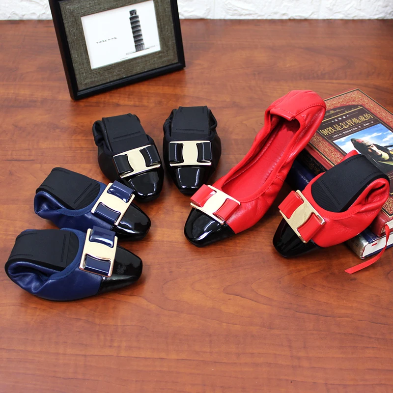 

Brands Genuine leather Slip On Ballet Flats Shoes For Women Slip-On Metal decoration Flat Shoes Women Fashion Zapatos Mujer